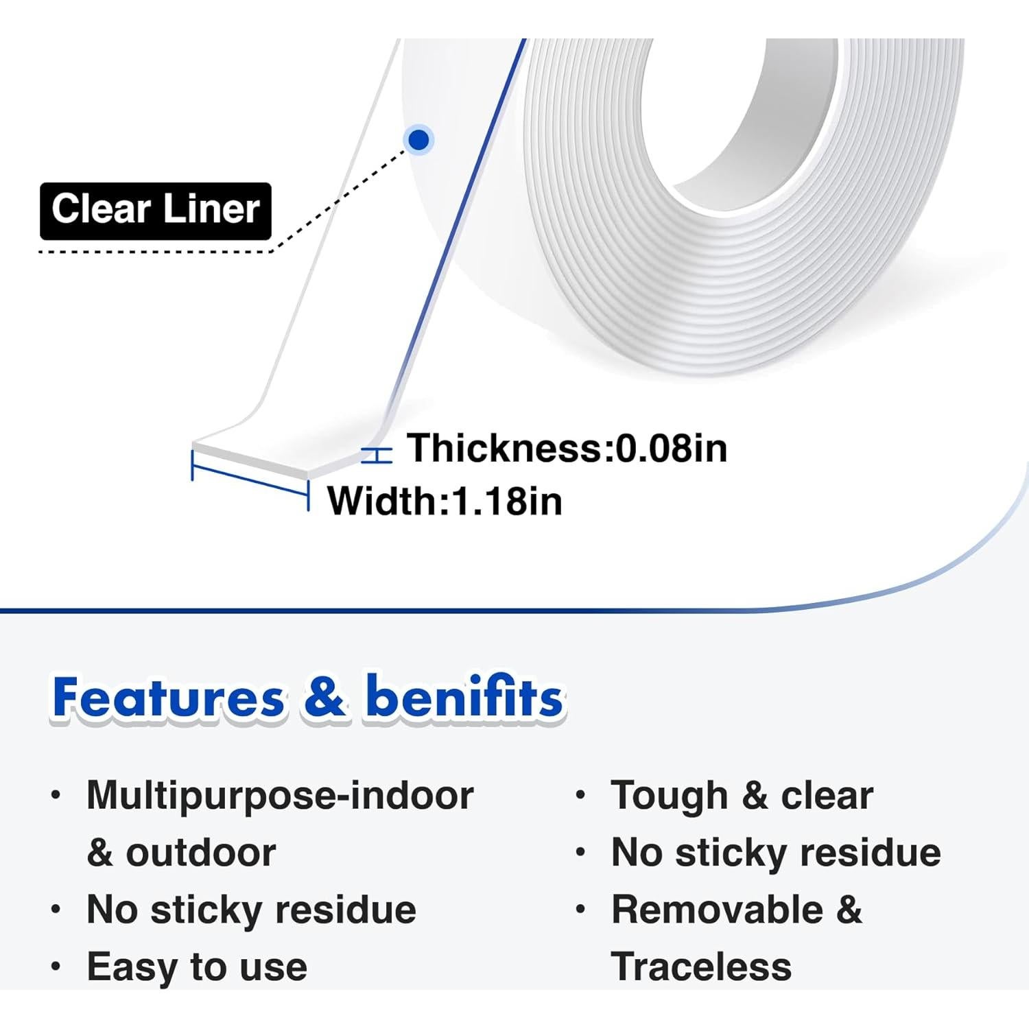 Cinta Doble Cara Alta Resistencia QKadhener 3m Transparente