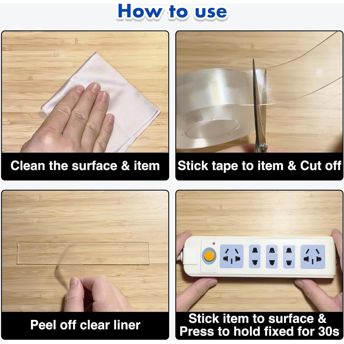 Cinta Doble Cara Alta Resistencia QKadhener 3m Transparente