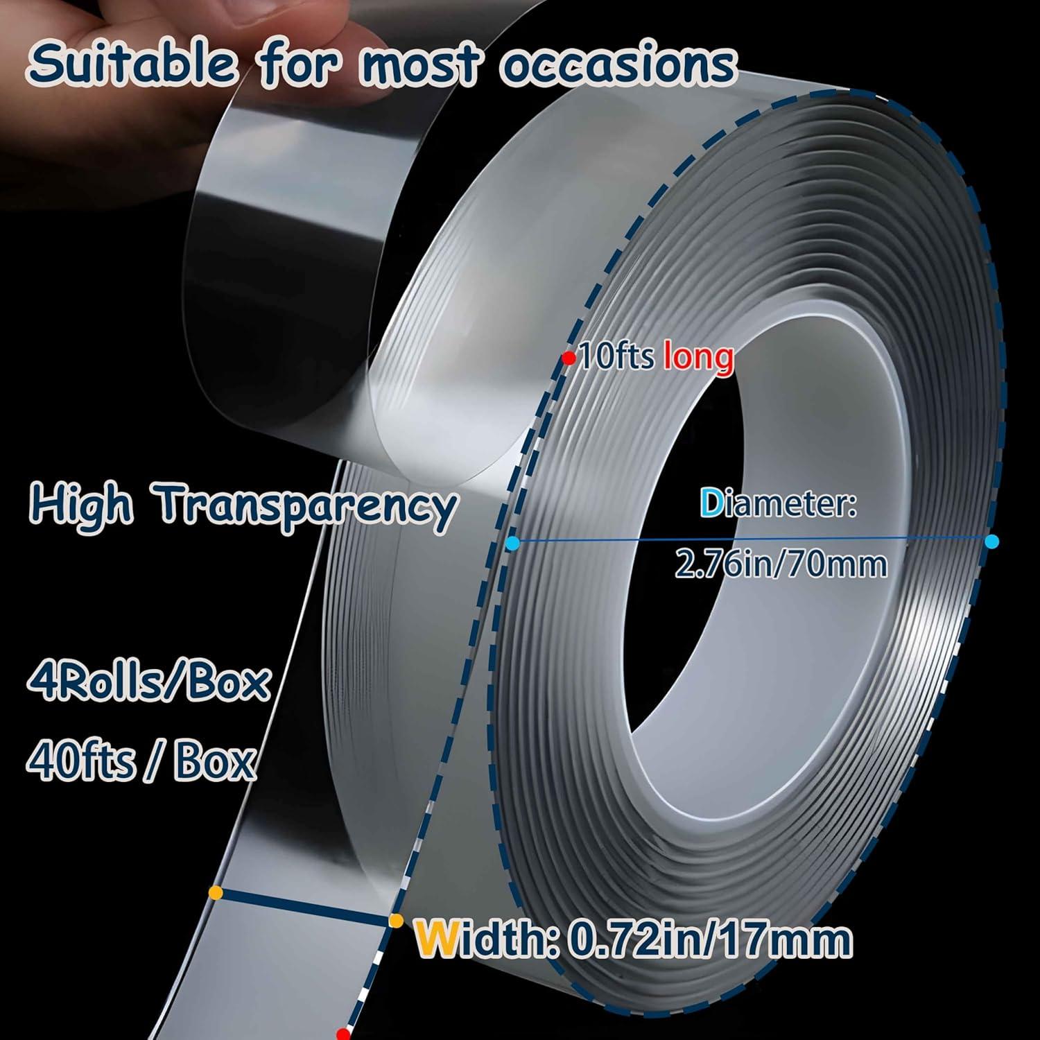 Cinta Adhesiva Doble Cara Valley'sYuMiao 4 Rollos 12.19m