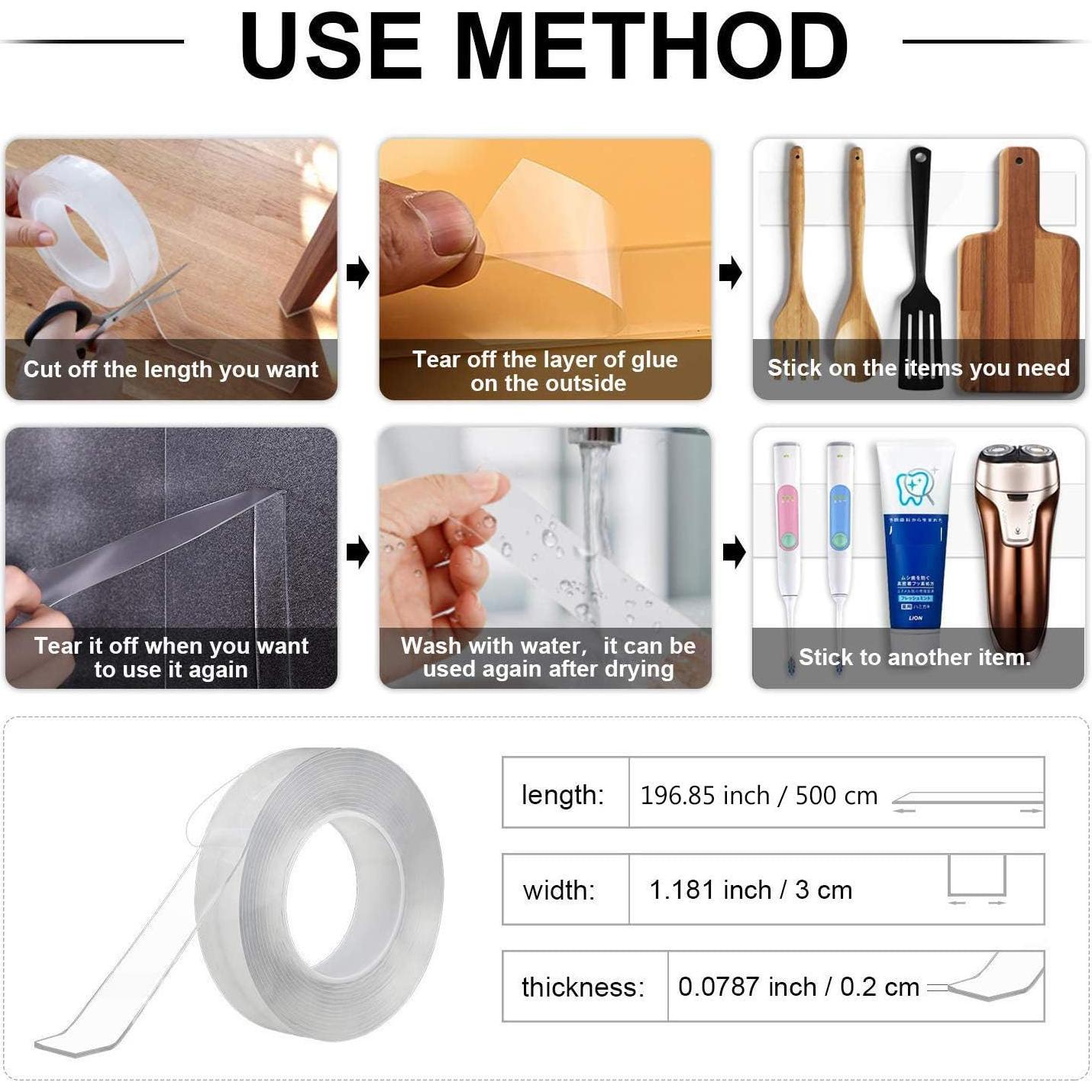 Cinta Adhesiva Doble Cara Nano Extrapins 5m Lavable y Removible