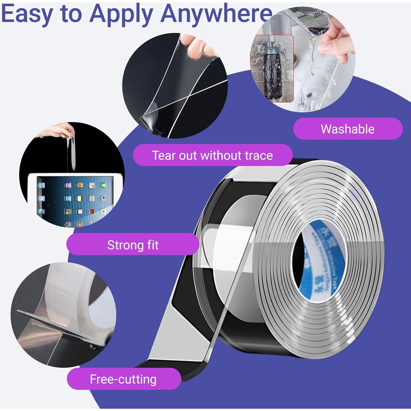 Cinta Doble Cara Nano JMYBGC - Adhesivo Removible 3 Rollos (2cm, 3cm, 5cm)