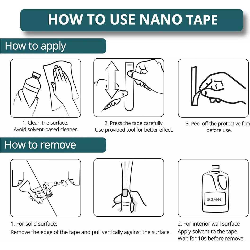 Cinta Adhesiva Doble Cara Nano CST 5m 3cm Resistente y Lavable