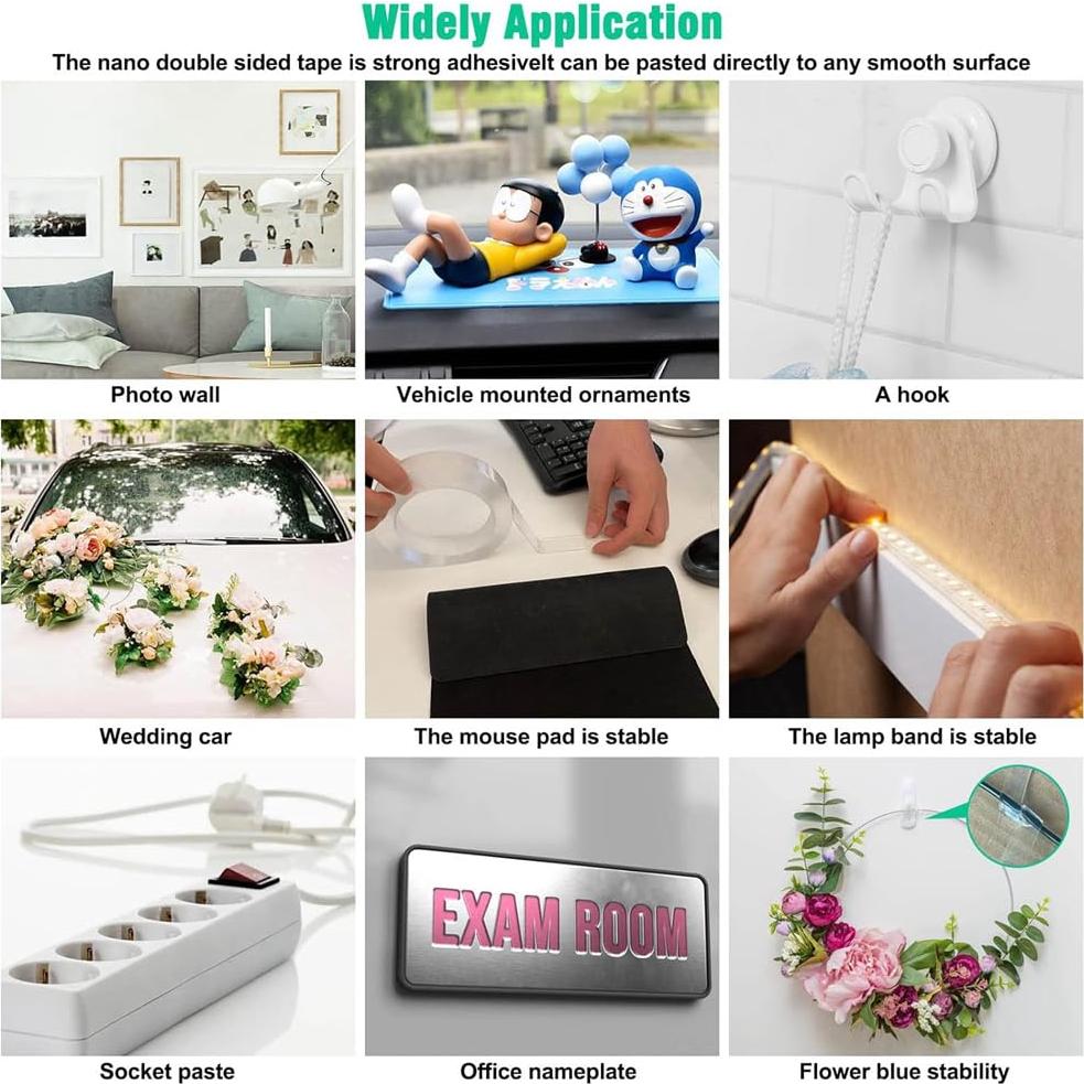 Cinta Adhesiva Doble Cara Nano CST 5m 3cm Resistente y Lavable