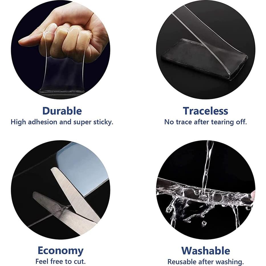 Cinta Adhesiva Doble Cara Nano CST 5m 3cm Resistente y Lavable