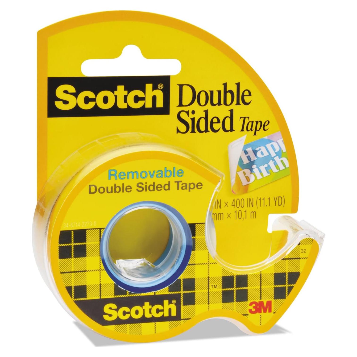 Cinta Doble Cara Removible Scotch 1.9 cm x 101.6 m con Dispensador