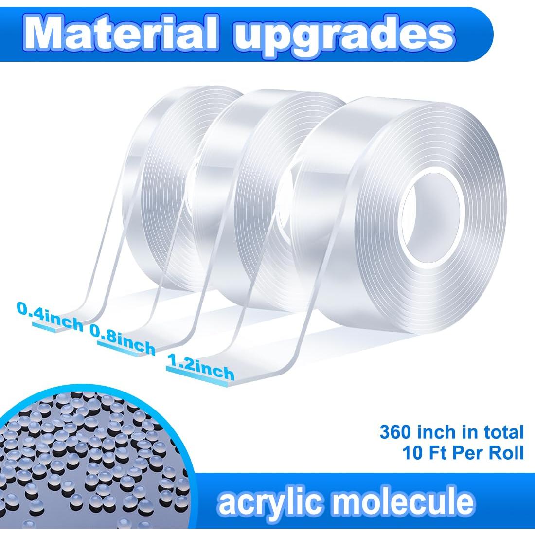 Cinta Adhesiva Doble Cara FZWONVUC 9.14m 3 Rollos 1-3cm