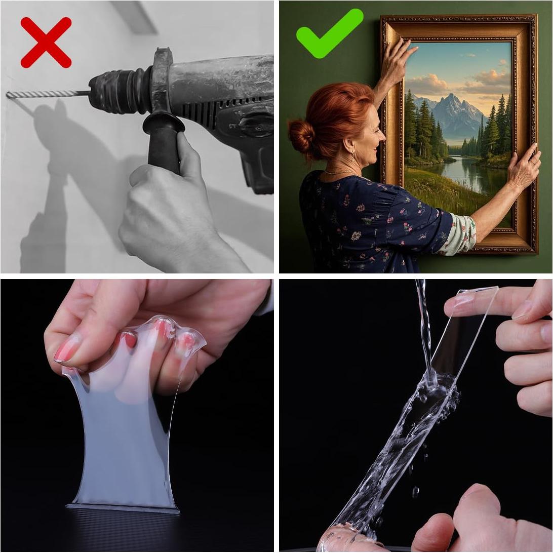 Cinta Adhesiva Doble Cara FZWONVUC 9.14m 3 Rollos 1-3cm