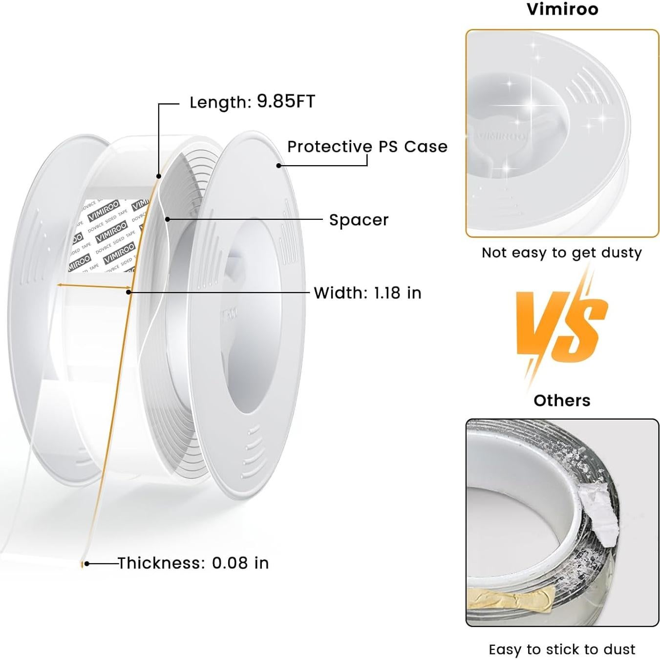 Cinta Doble Cara Alta Resistencia Vimiroo 300CM Reutilizable