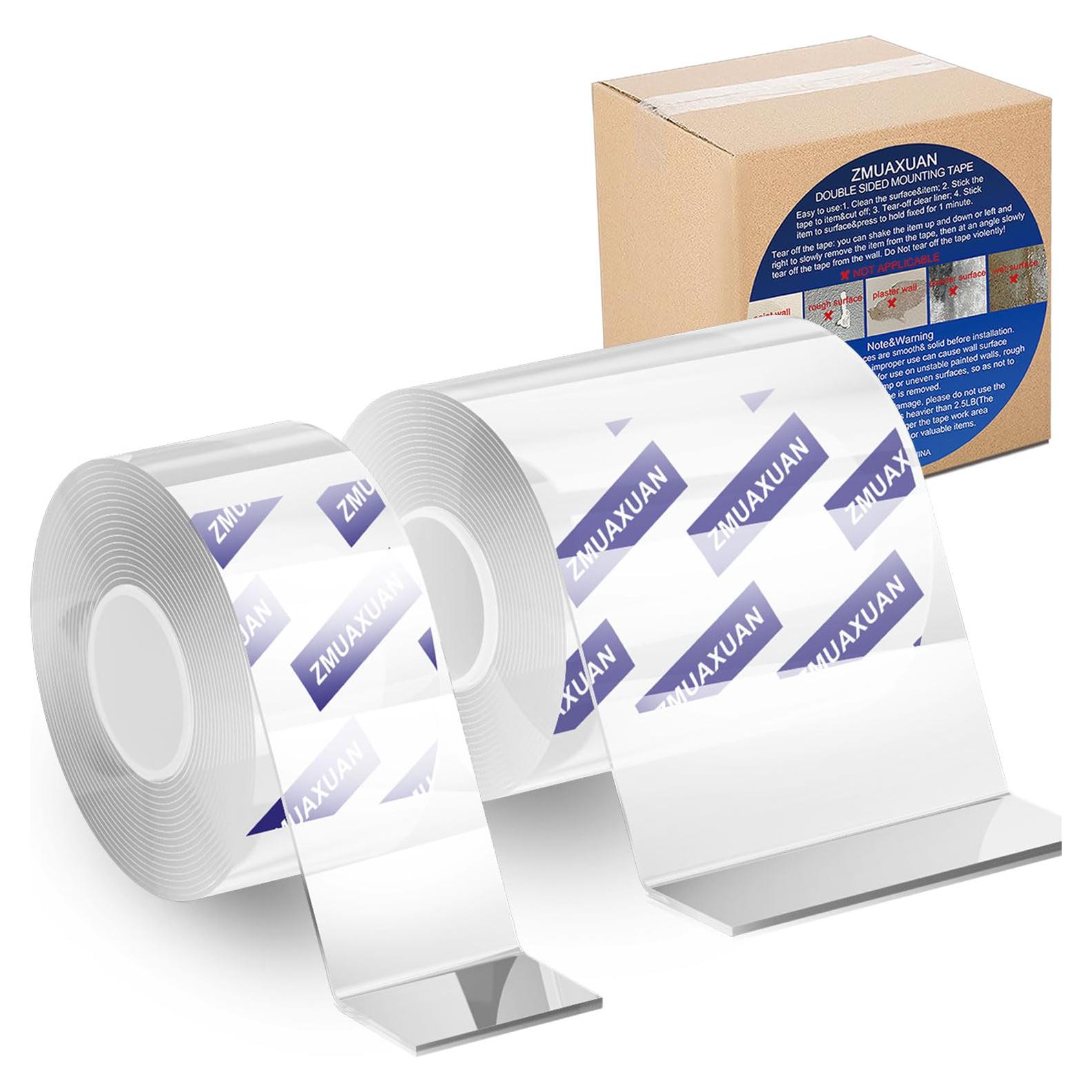 Cinta Adhesiva Doble Cara ZMUAXUAN 2 Rollos 20 pies Transparente