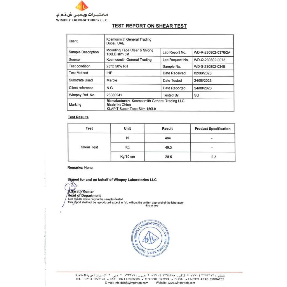 Cinta Doble Cara KLAPiT 20cm Alta Resistencia 68kg Transparente