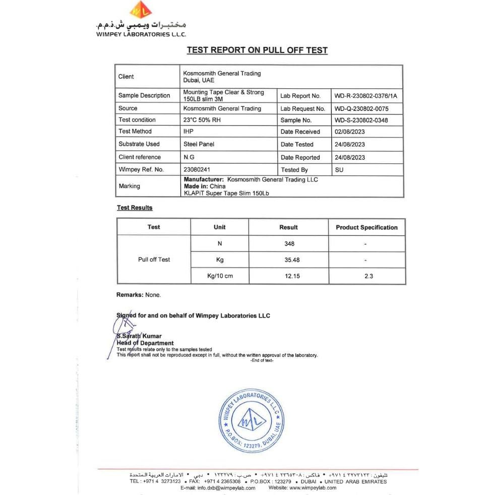 Cinta Doble Cara KLAPiT 20cm Alta Resistencia 68kg Transparente