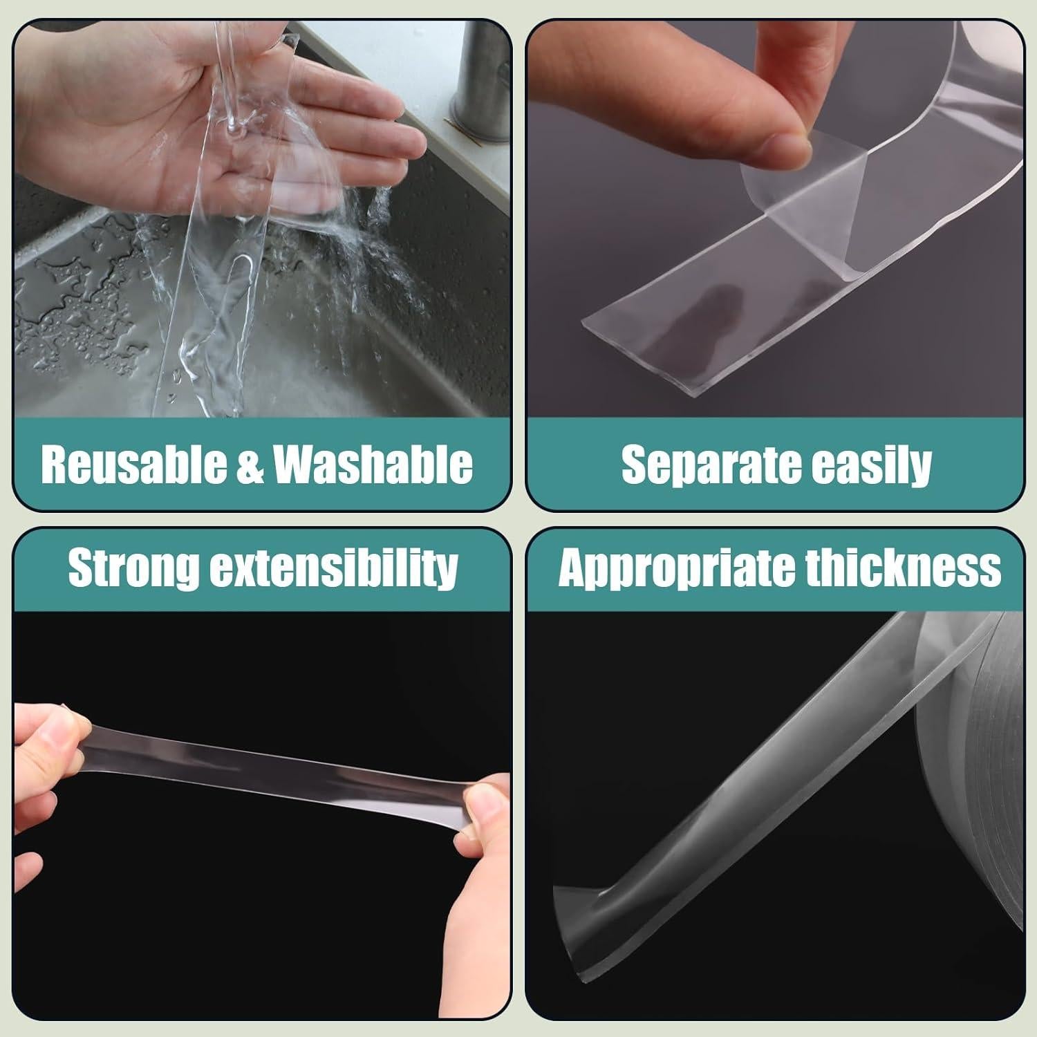 2 Rollos de Cinta Nano Doble Cara Ykimok 3m Transparente