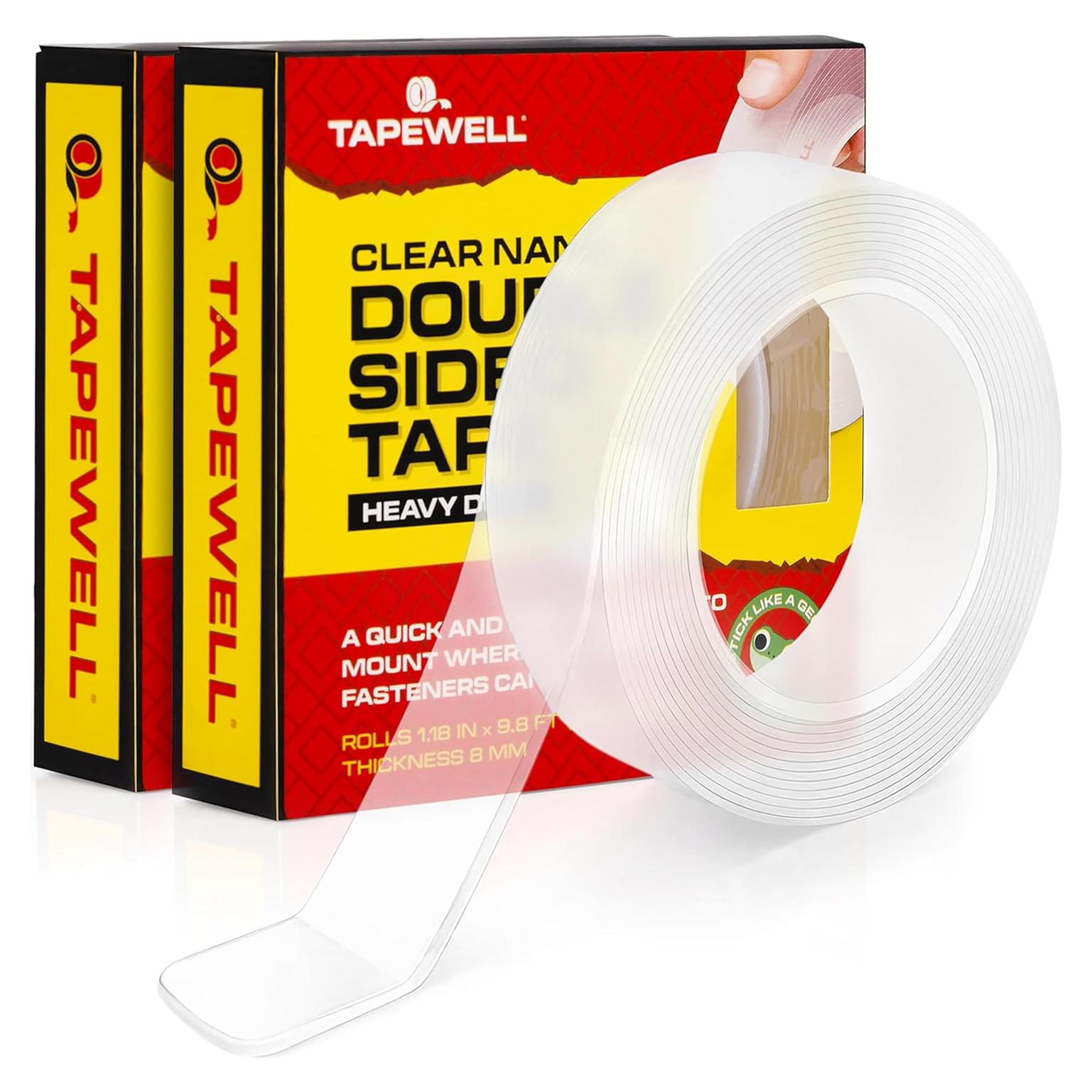 Cinta adhesiva de doble cara Tapewell - Paquete de 2, 3 cm x 5.97 m