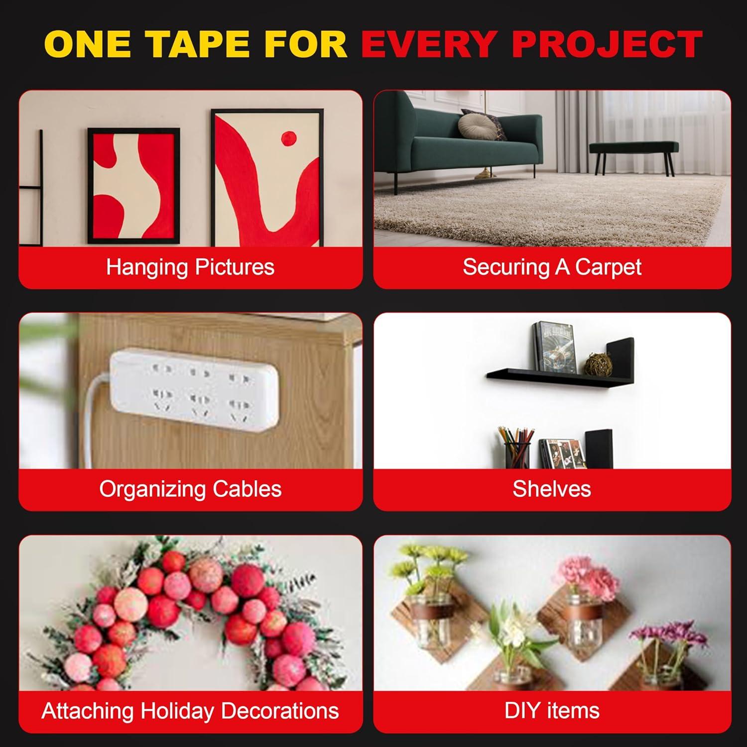 Cinta adhesiva de doble cara Tapewell - Paquete de 2, 3 cm x 5.97 m