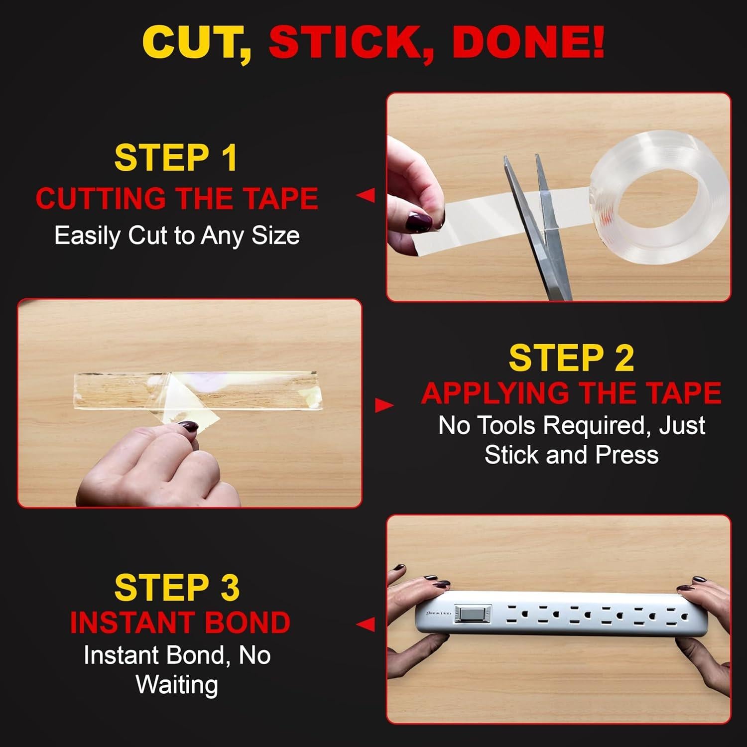 Cinta adhesiva de doble cara Tapewell - Paquete de 2, 3 cm x 5.97 m