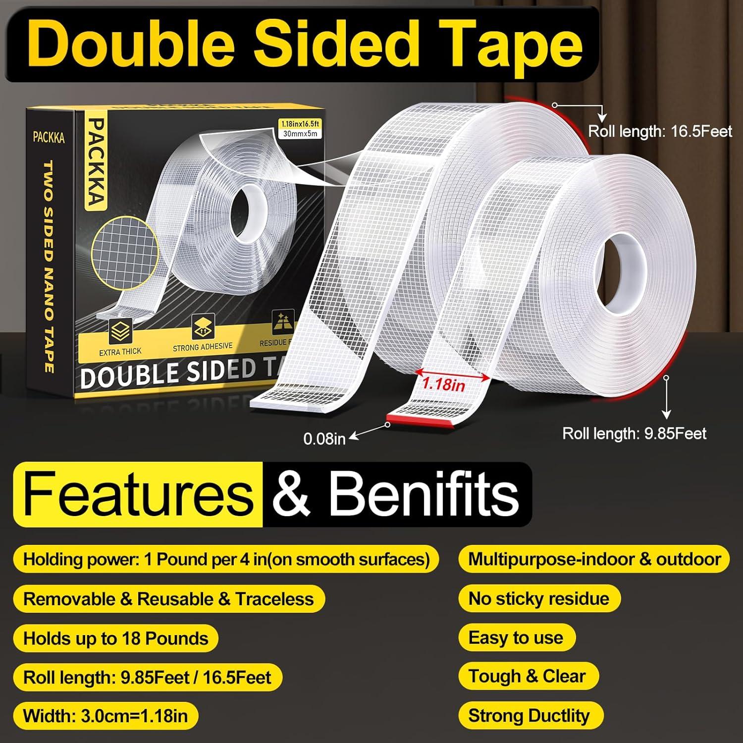 Cinta Adhesiva Doble Cara Nano PACKKA 3m Transparente Alta Resistencia