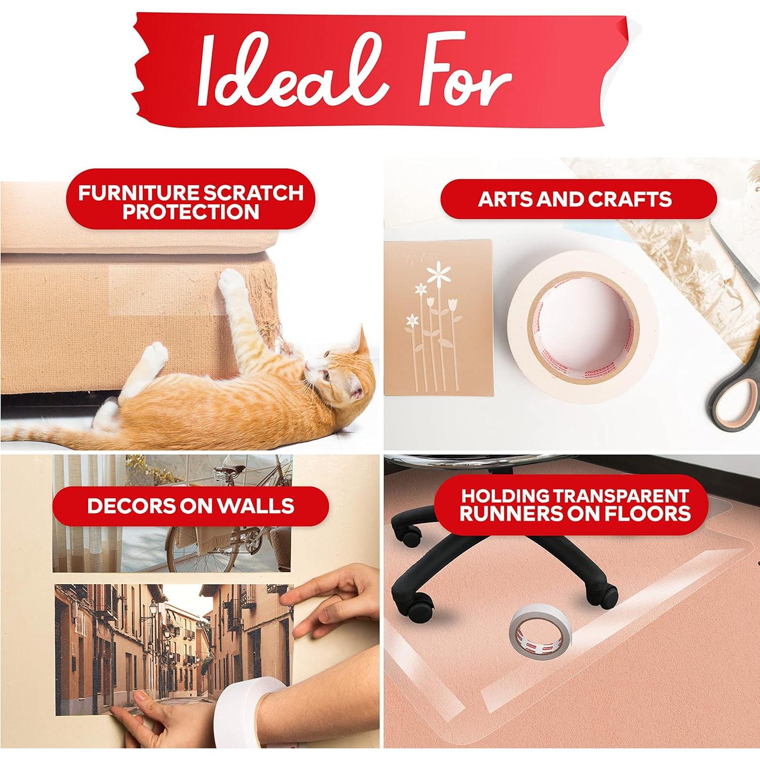 Cinta Doble Cara XFasten Transparente 2.54 cm x 18.29 m - 3 Piezas