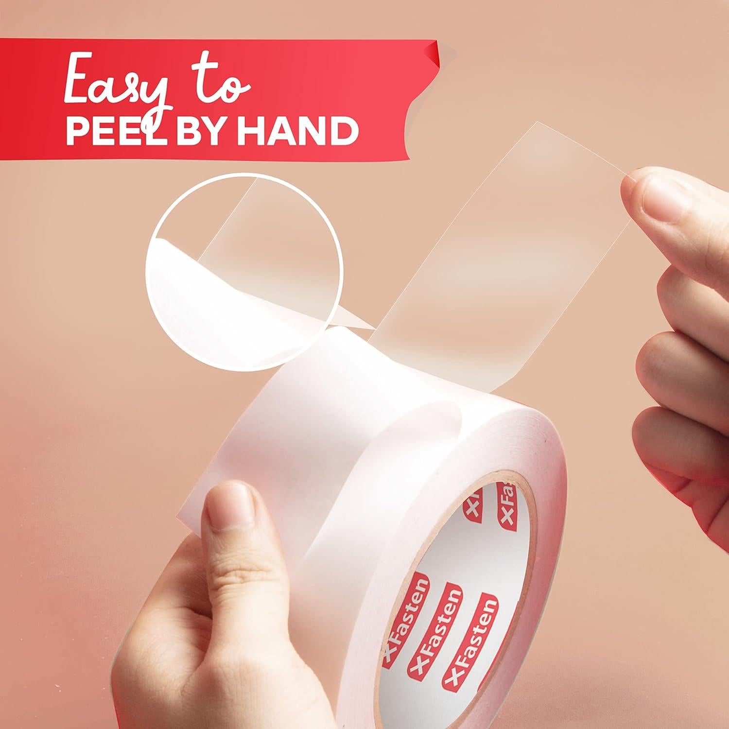 Cinta Doble Cara XFasten Transparente 2.54 cm x 18.29 m - 3 Piezas