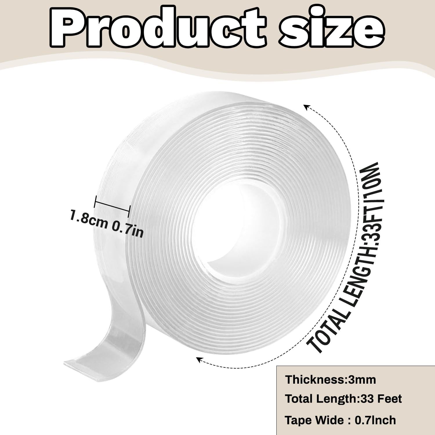 Cinta de Montaje Doble Cara Nano Qoqooice 30mm x 10m Alta Resistencia