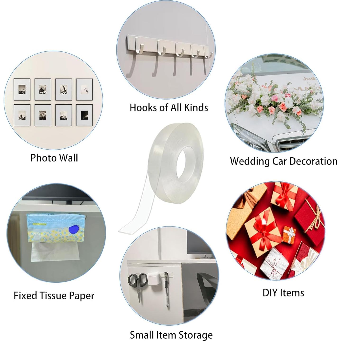 Cinta Adhesiva Doble Cara Yinglejia 2cm x 10m Reutilizable