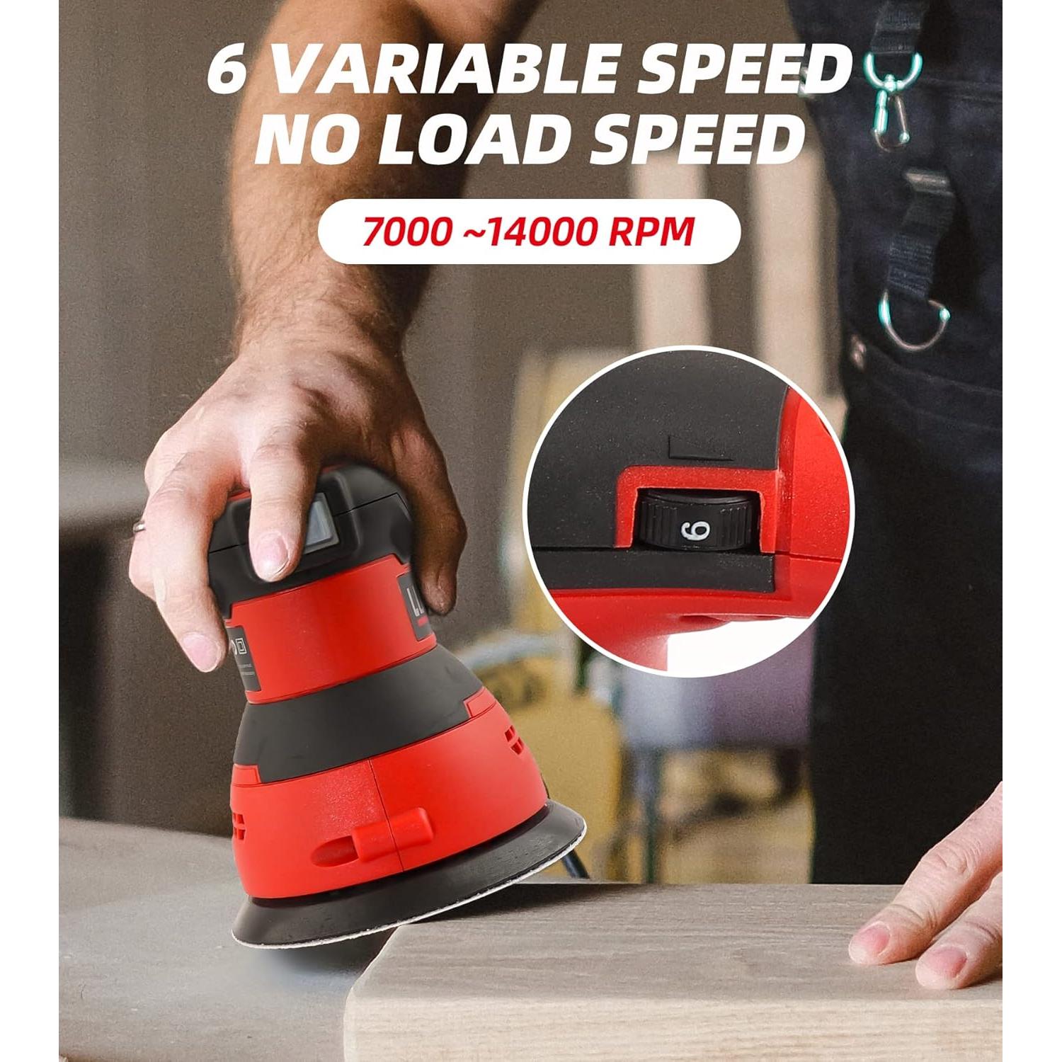 Lijadora Orbital Eléctrica LUCKUT 5" 3Amp 7000-14000 RPM