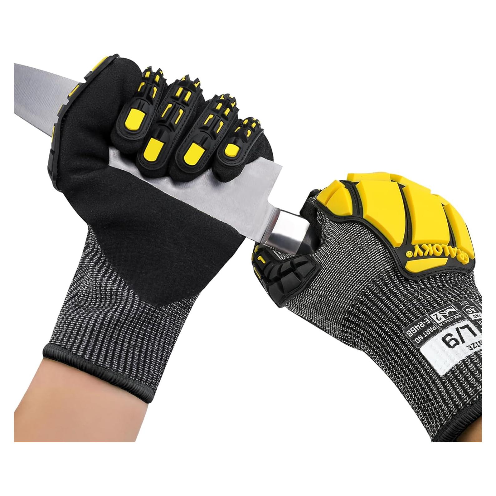 Guantes de Trabajo Resistentes a Cortes ANSI A6 Nitrilo TPR Grande