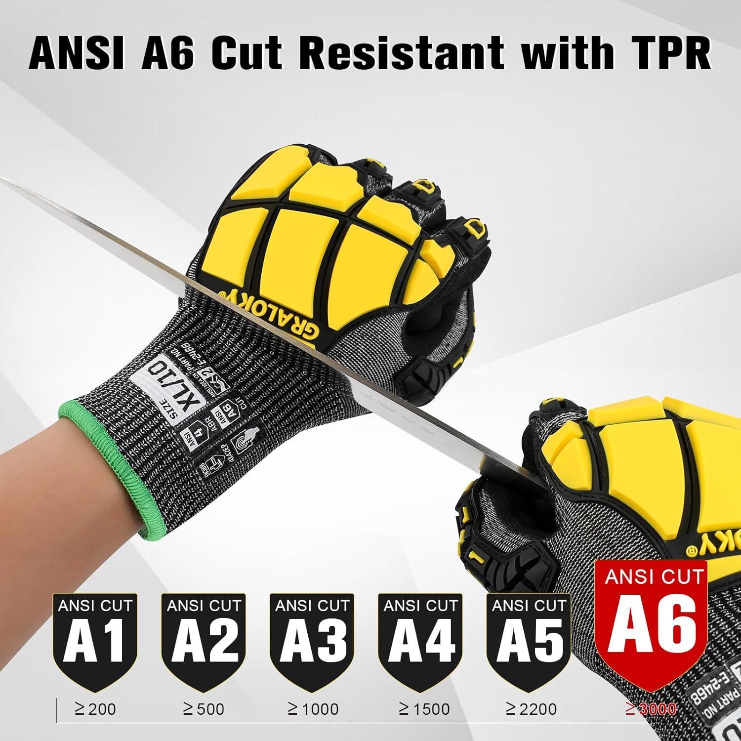 Guantes de Trabajo Resistentes a Cortes ANSI A6 Nitrilo TPR Grande
