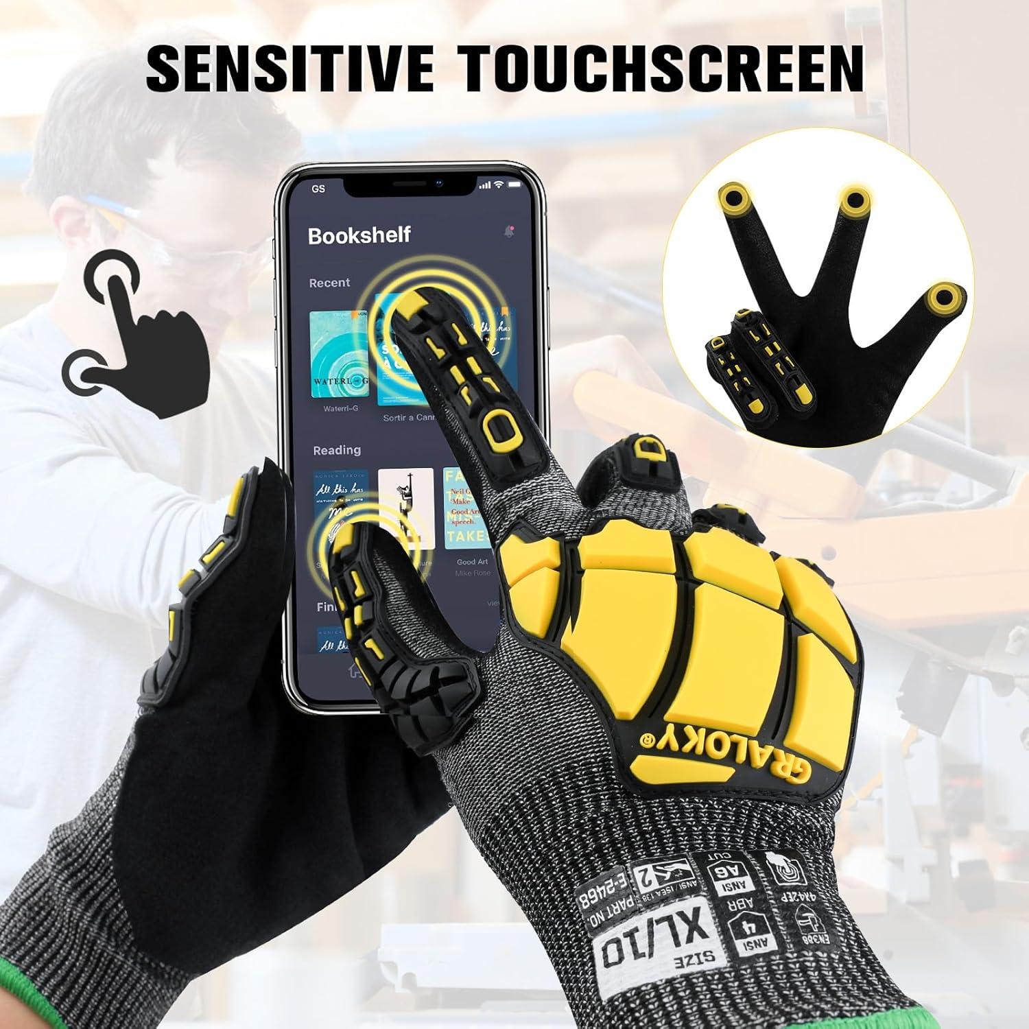 Guantes de Trabajo Resistentes a Cortes ANSI A6 Nitrilo TPR Grande