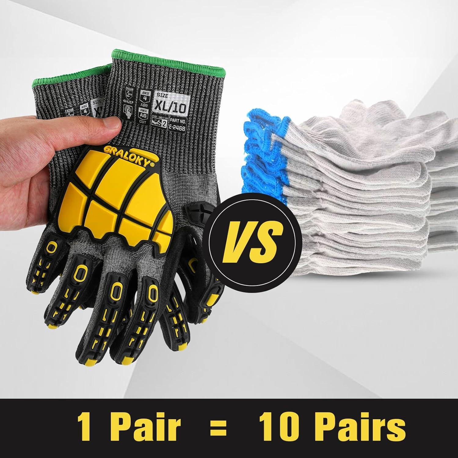 Guantes de Trabajo Resistentes a Cortes ANSI A6 Nitrilo TPR Grande