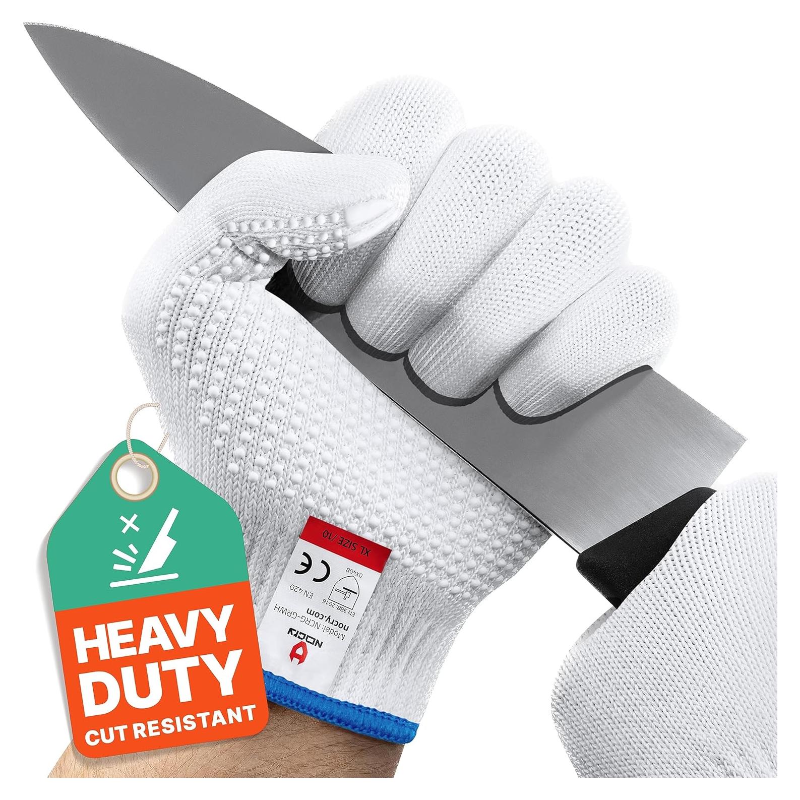 Guantes de Trabajo Resistentes a Cortes NoCry Medianos - Grado Alimenticio con Puntos de Agarre