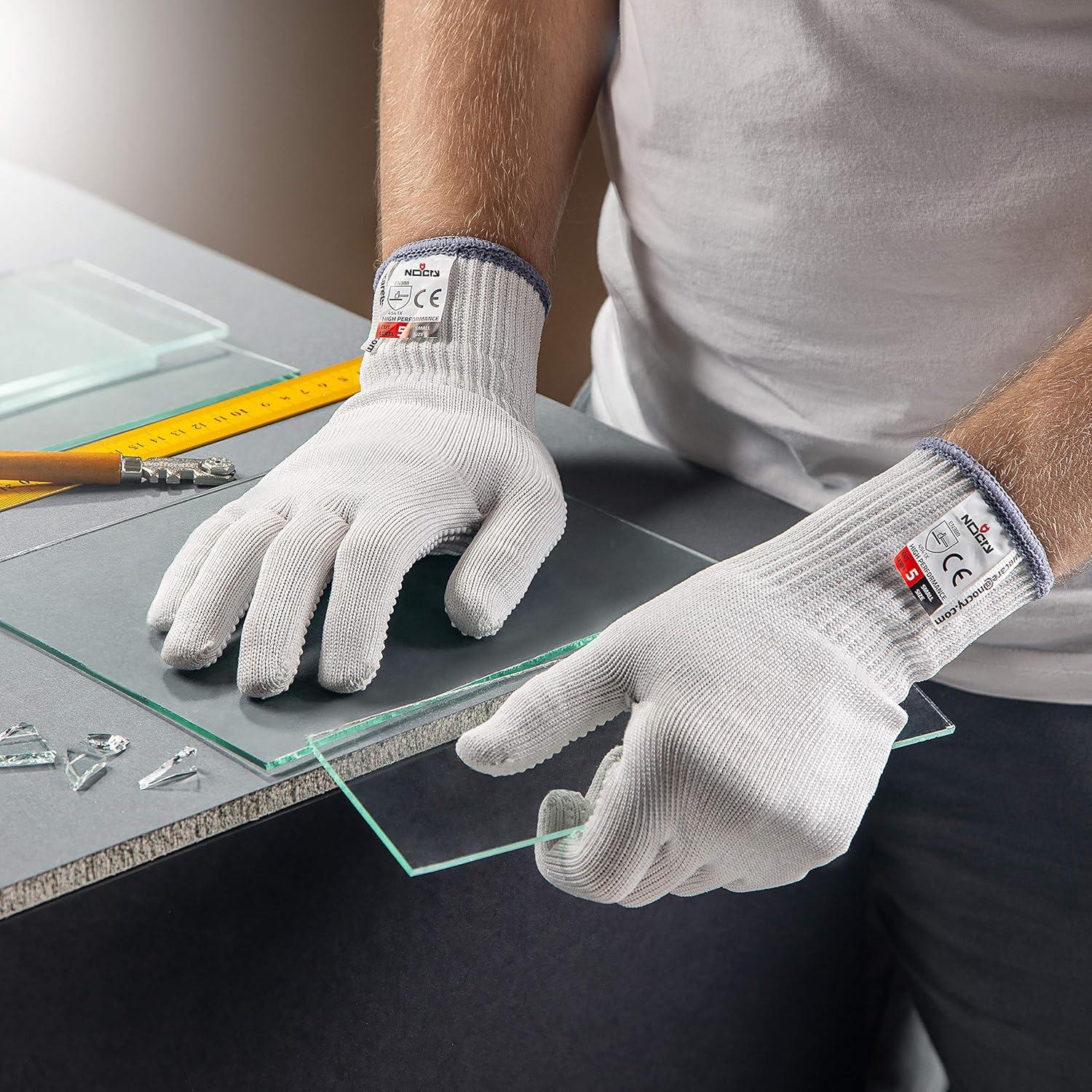 Guantes de Trabajo Resistentes a Cortes NoCry Medianos - Grado Alimenticio con Puntos de Agarre
