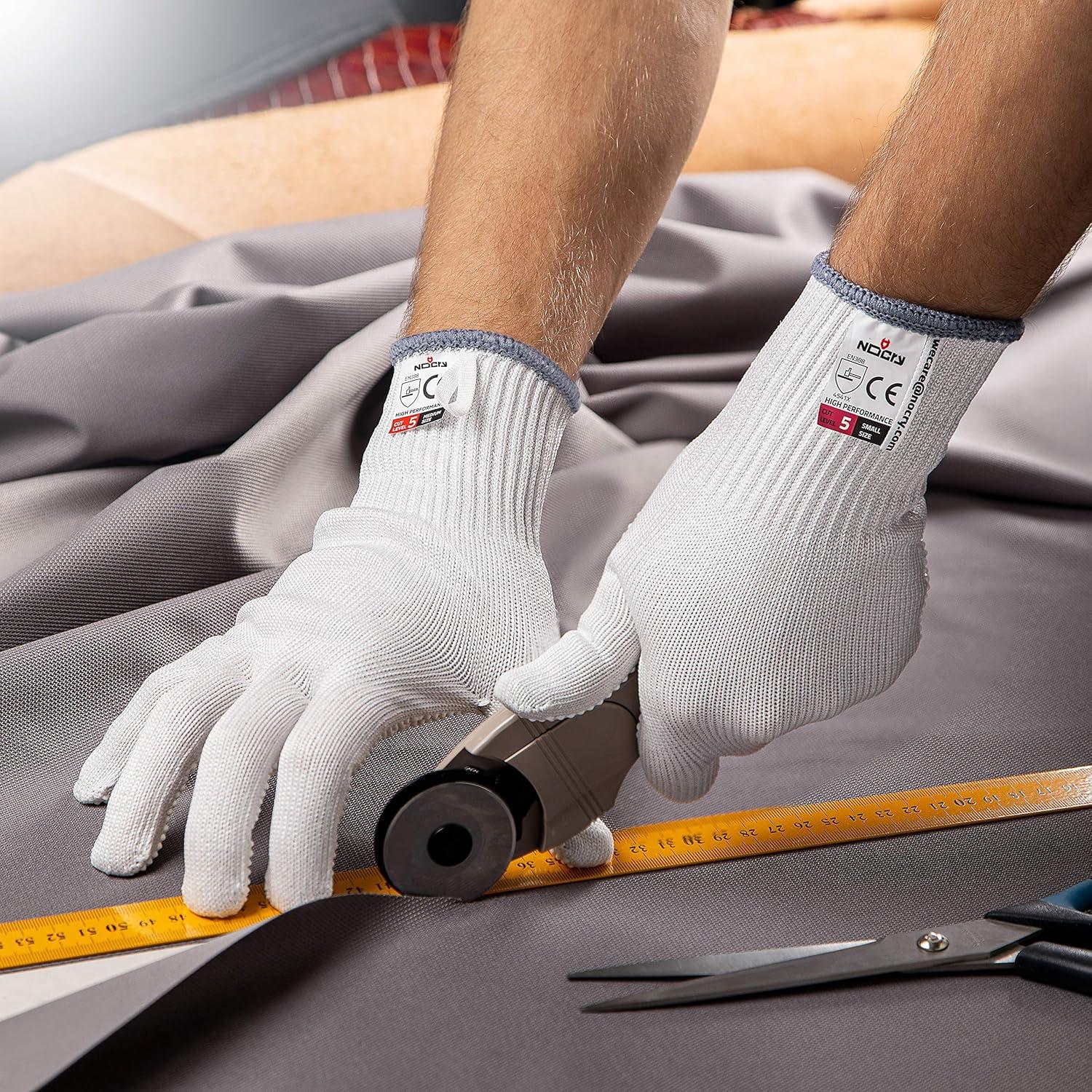 Guantes de Trabajo Resistentes a Cortes NoCry Medianos - Grado Alimenticio con Puntos de Agarre