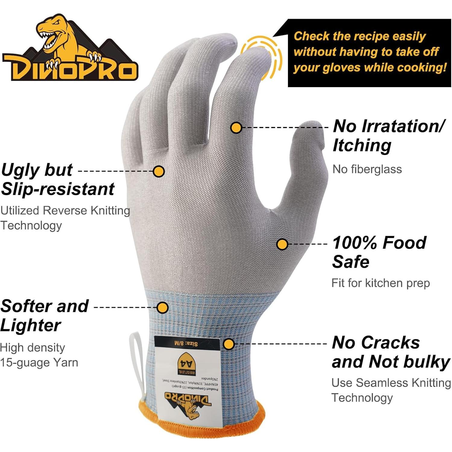 Guantes de Corte Grado Alimenticio DINOPRO A4 Talla M