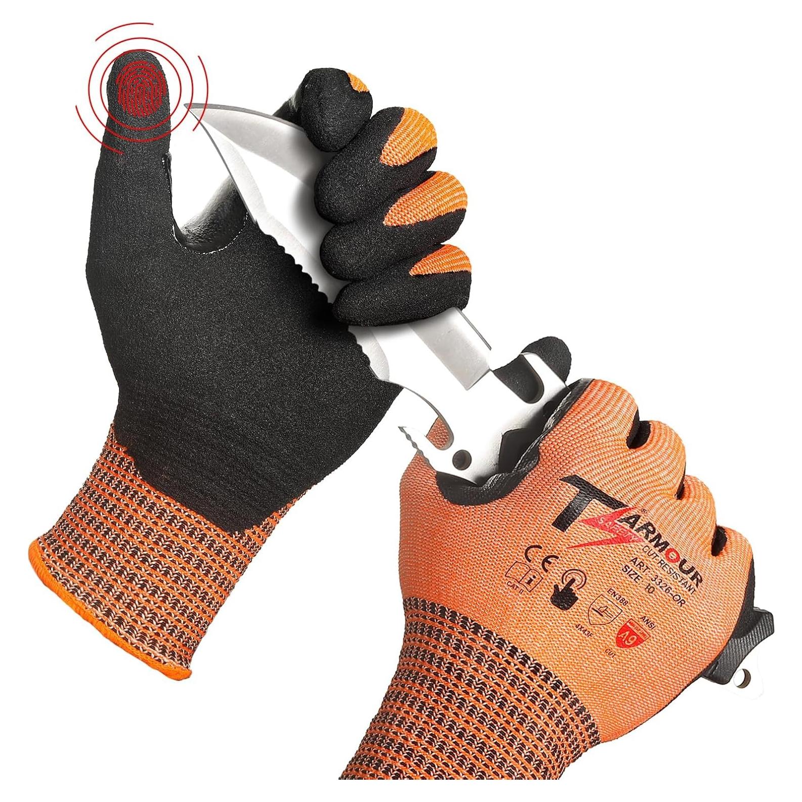 Guantes Resistentes a Cortes ANSI A9 Naranja XL - 1 Par
