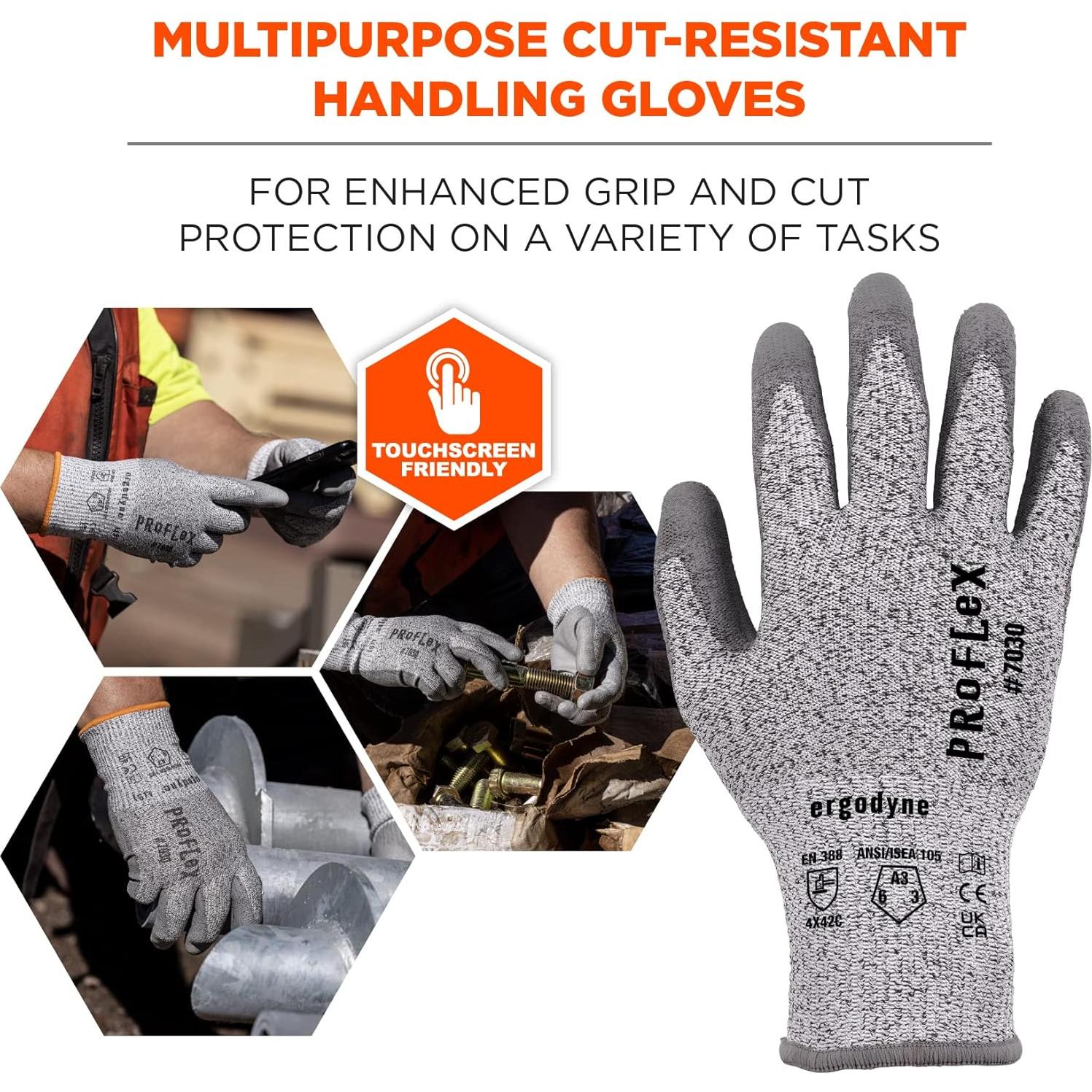 Guantes de Trabajo Ergodyne ProFlex 7030 A3, 2X-Grande, Gris