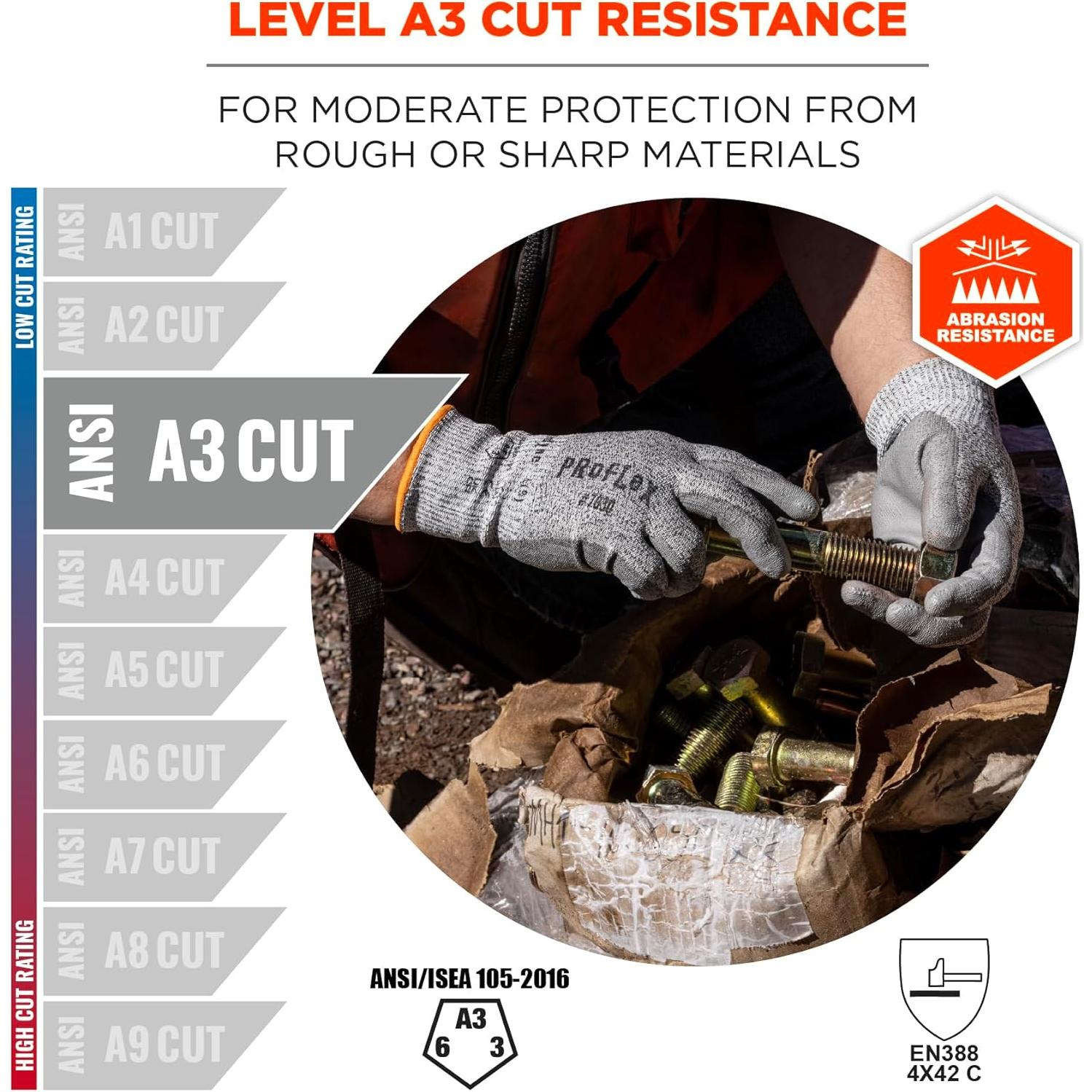 Guantes de Trabajo Ergodyne ProFlex 7030 A3, 2X-Grande, Gris