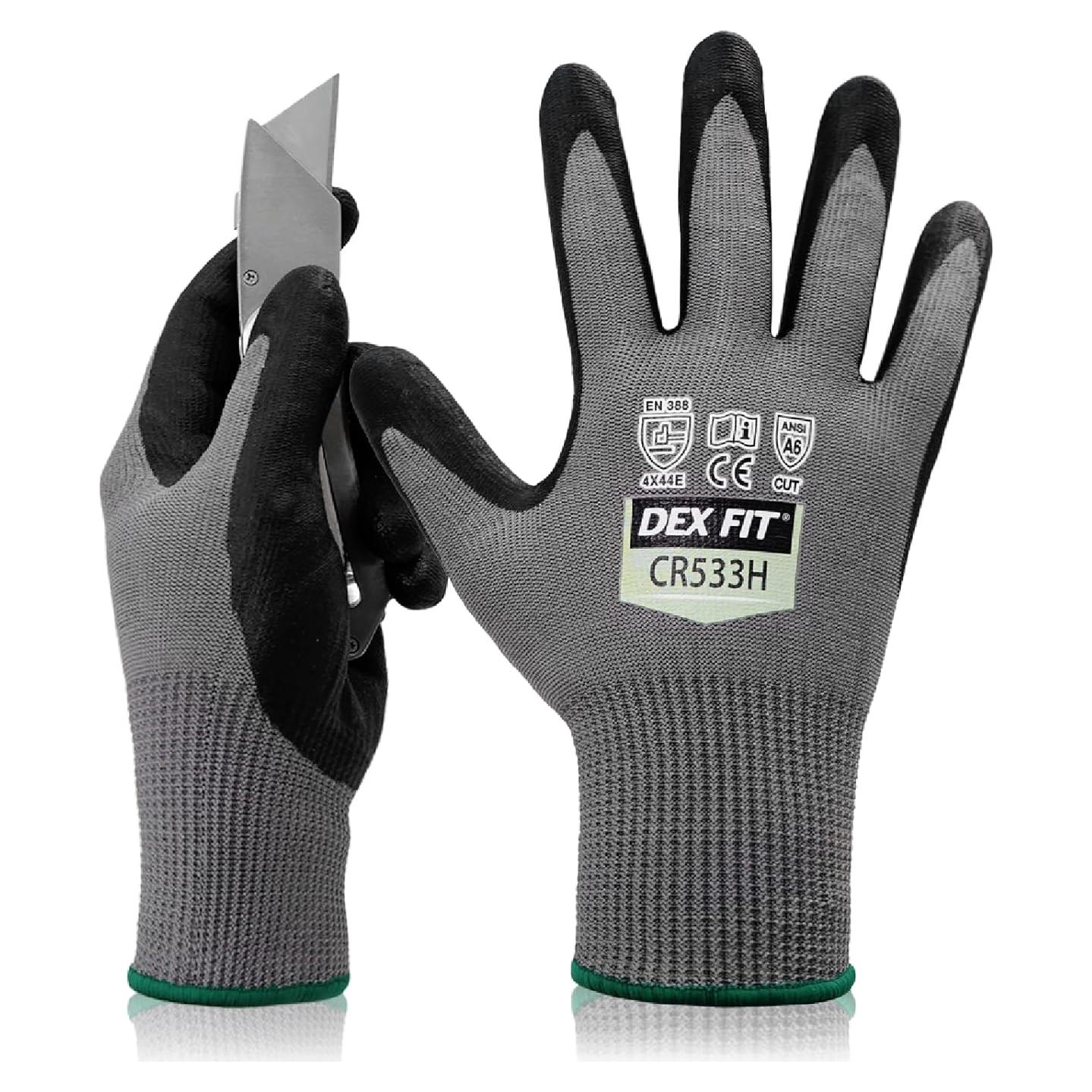 Guantes Resistentes a Cortes DEX FIT CR533H, Talla M, Gris