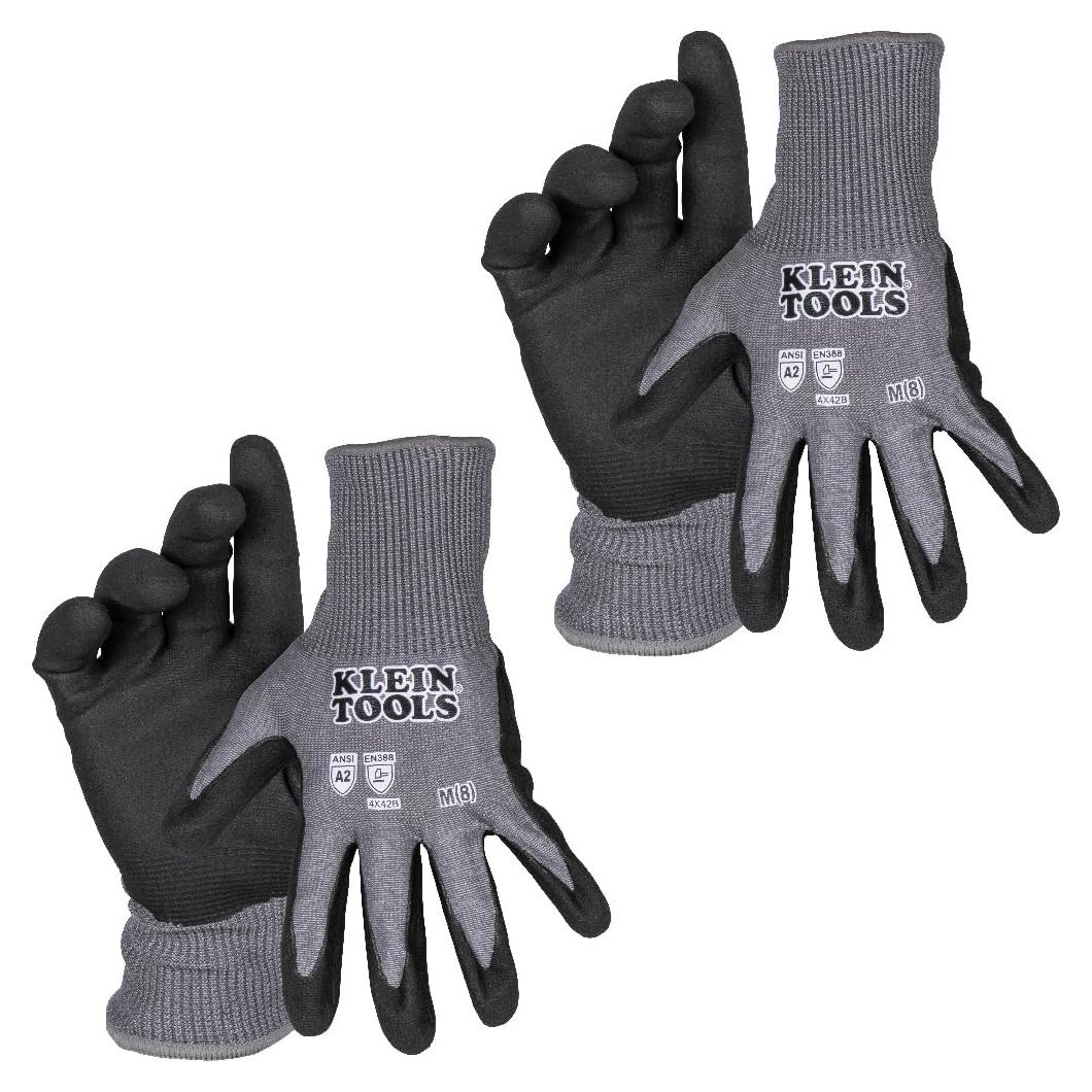 Guantes de Trabajo Klein Tools 60584, Resistentes a Cortes, Táctiles, Medianos, 2 Pares