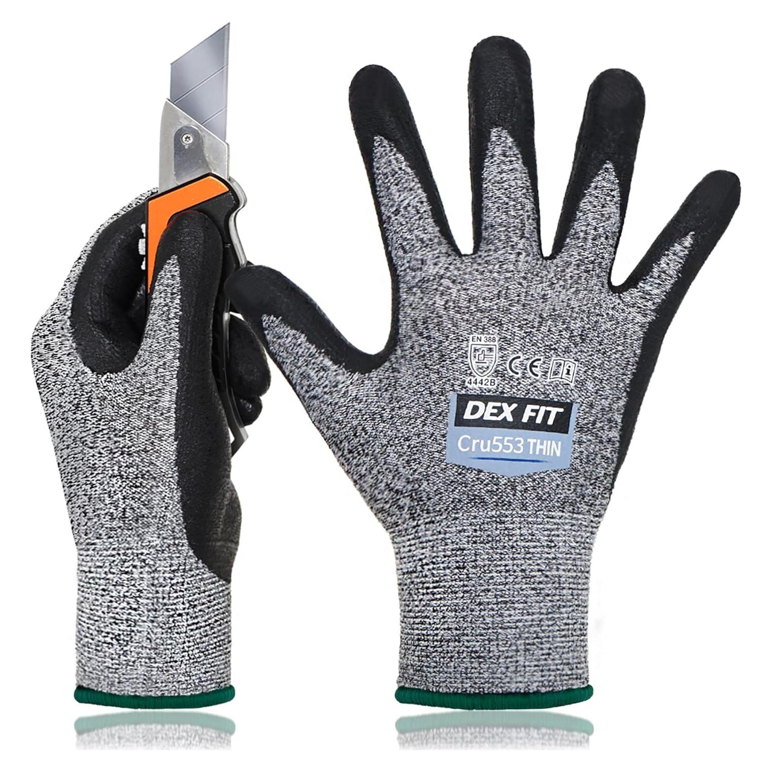 Guantes Anticorte DEX FIT Cru553T - Ajuste 3D, Gris M