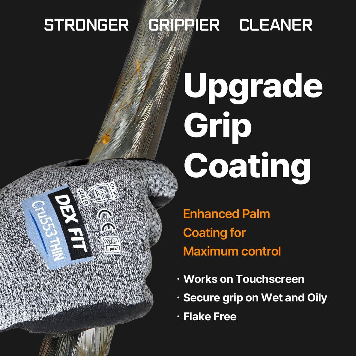 Guantes Anticorte DEX FIT Cru553T - Ajuste 3D, Gris M