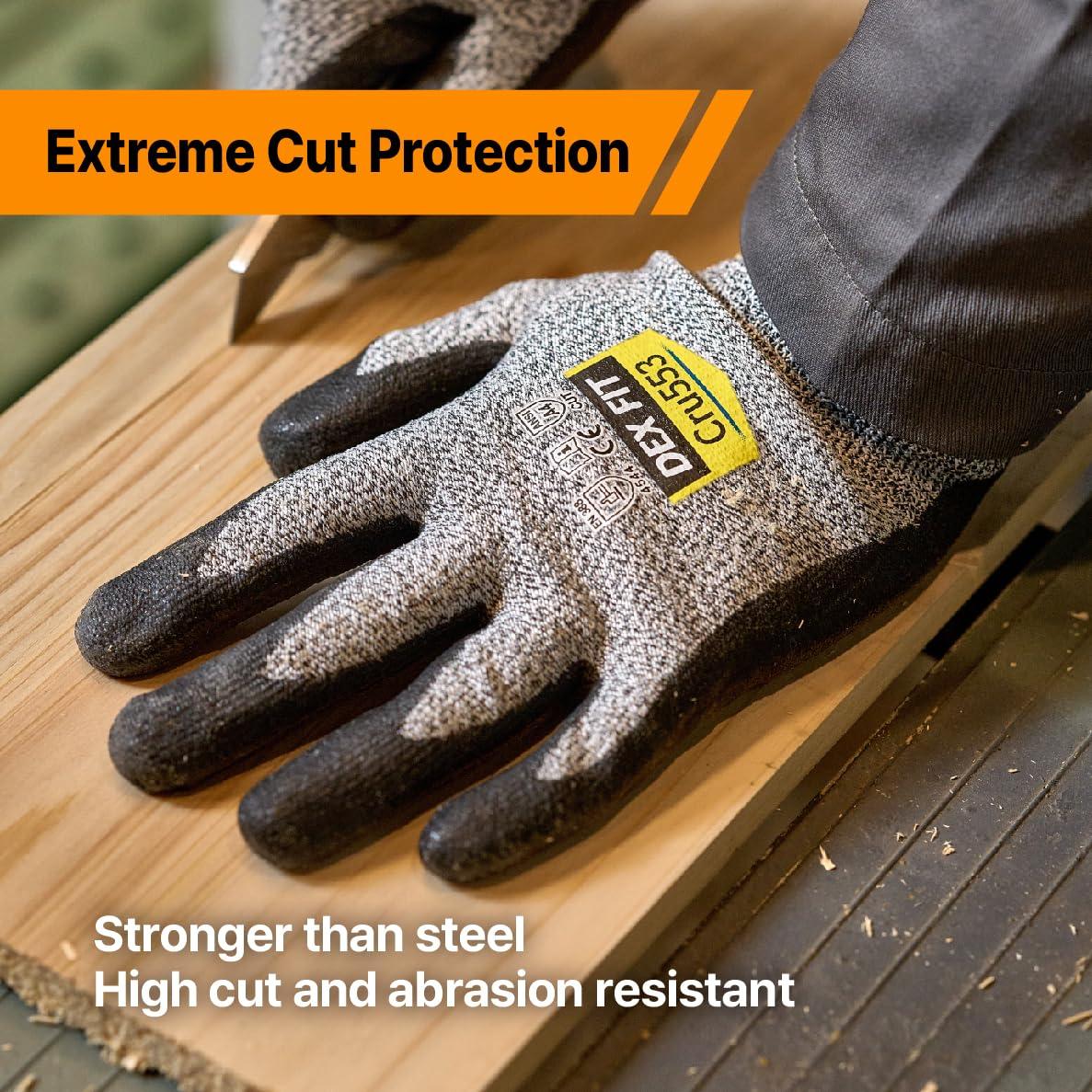 Guantes Anticorte DEX FIT Cru553T - Ajuste 3D, Gris M