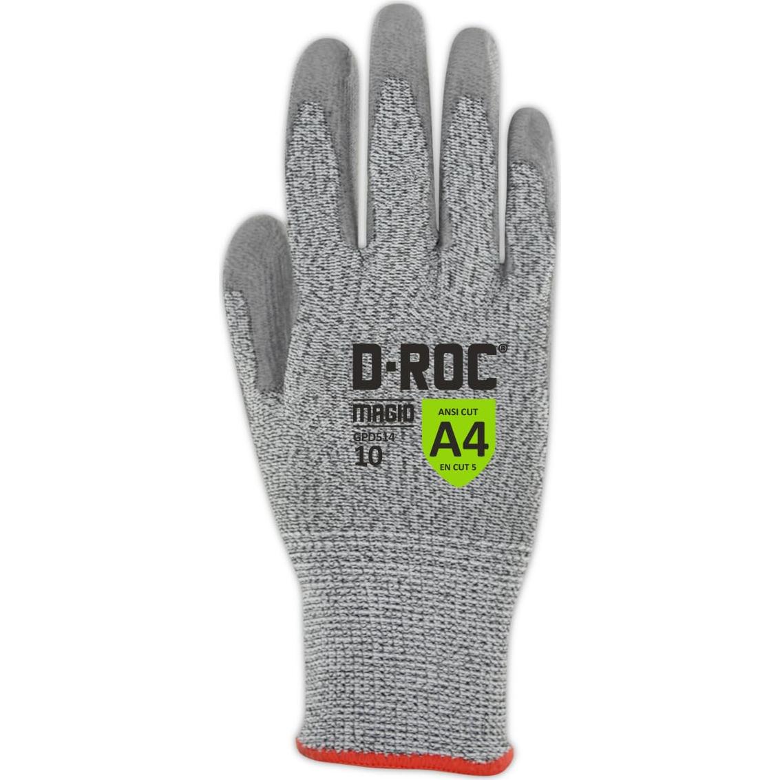 Guantes de Trabajo Magid D-Roc ANSI A4 Poliuretano 12 Pares T10