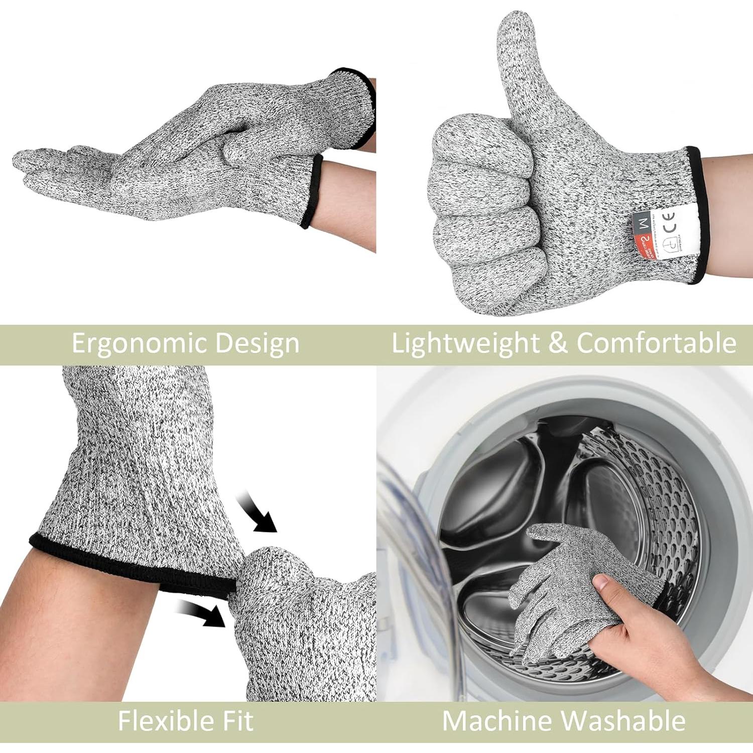 Guantes Resistentes a Cortes Nivel 5 - 2 Pares M+L