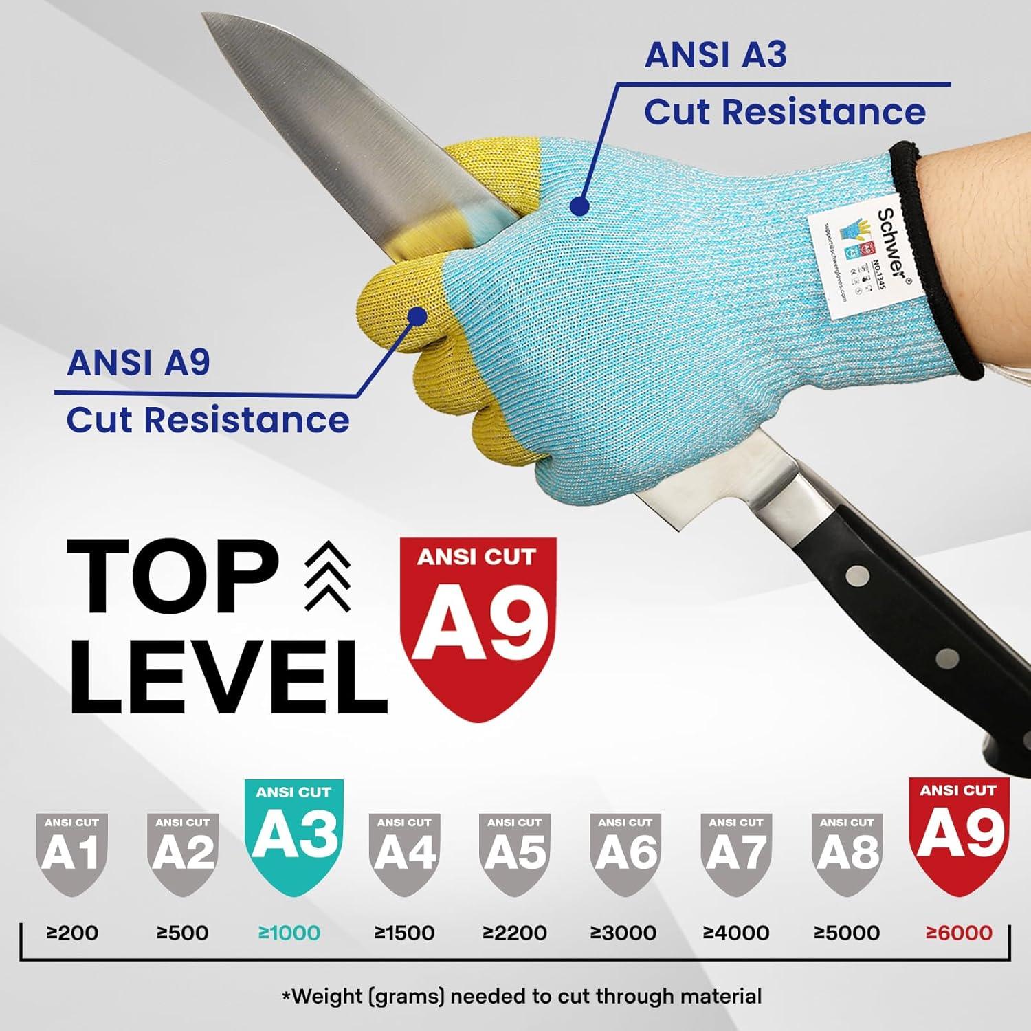 Guantes Cortantes Schwer AR1345 ANSI A9 Reforzados para Cocina