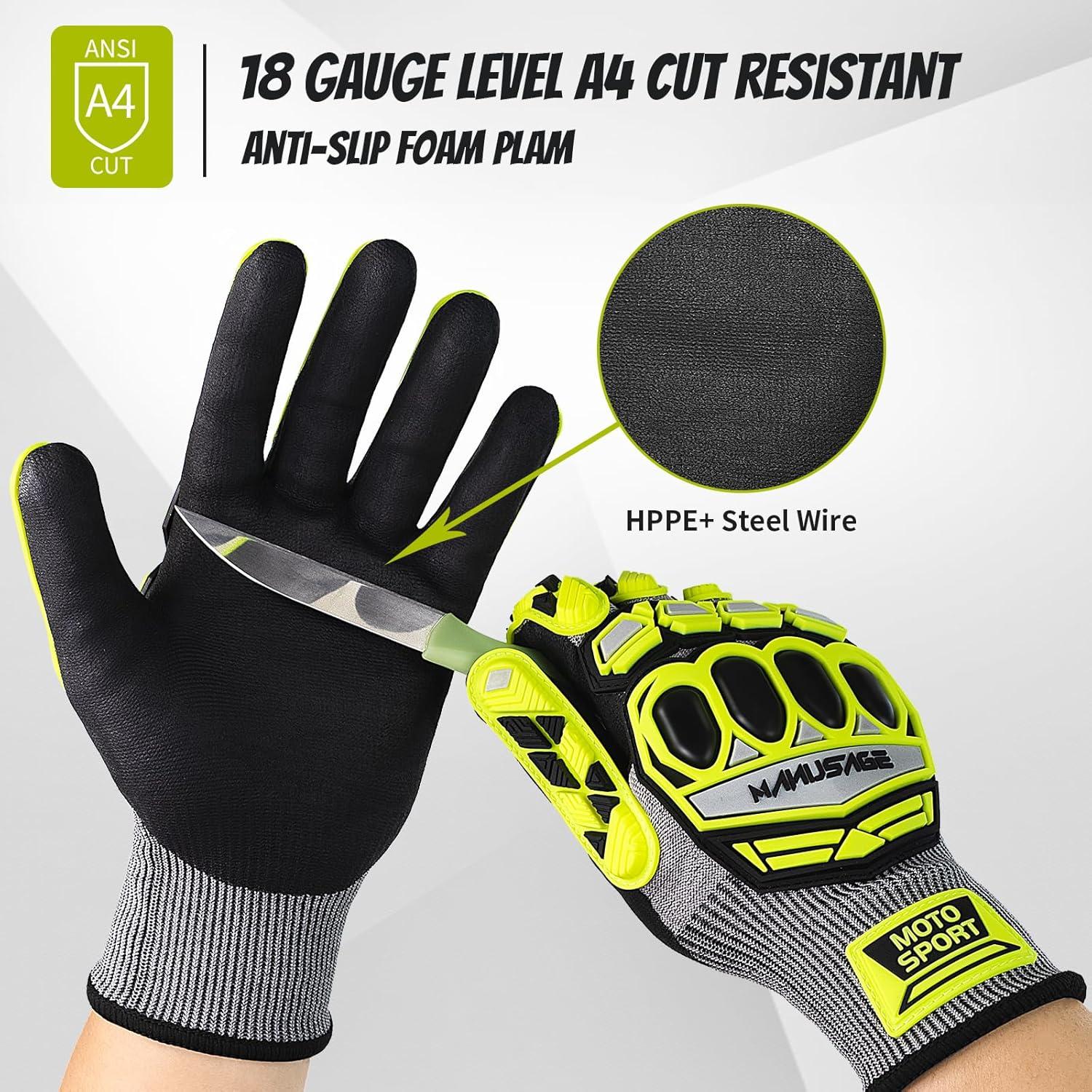 Guantes de Trabajo MANUSAGE TPR9070 Amarillo M Antivibración
