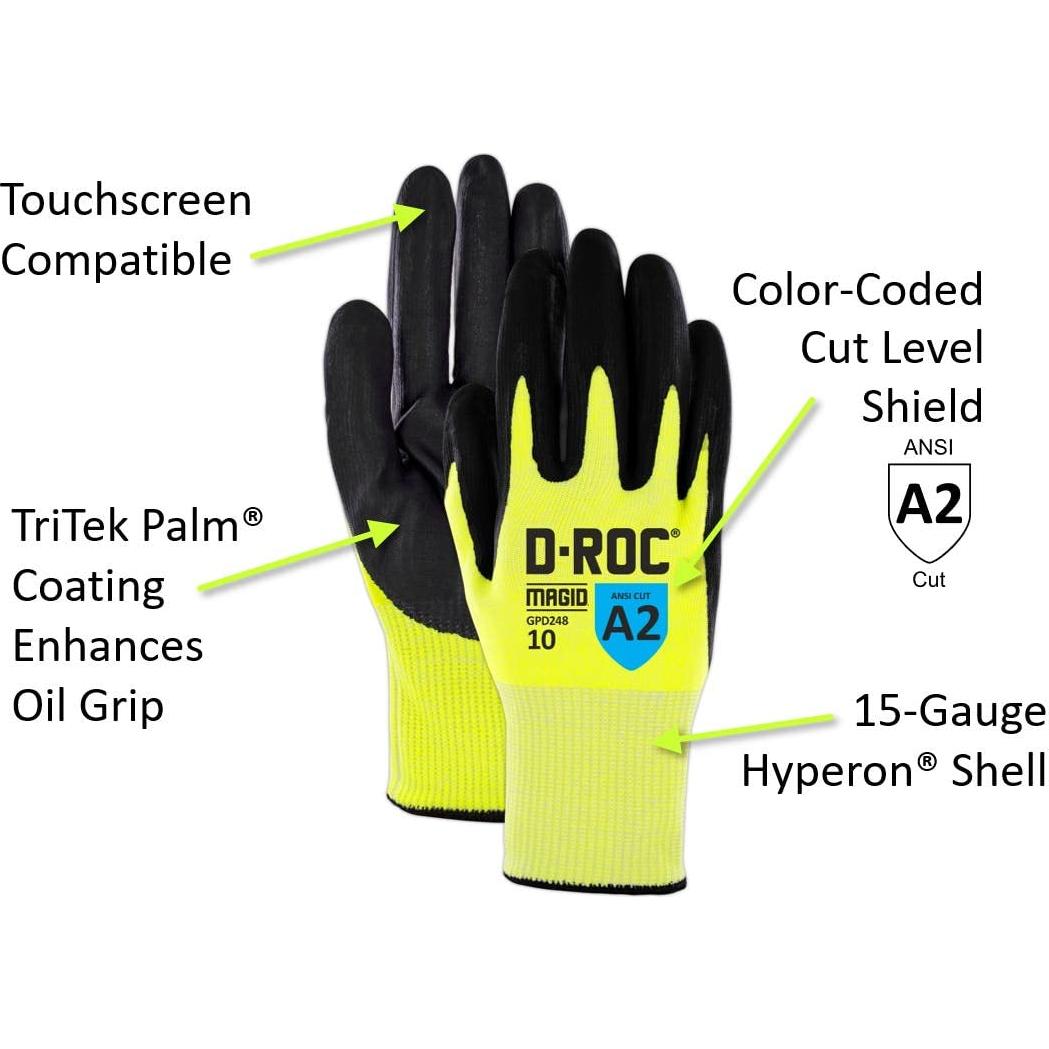 Guantes de Trabajo MAGID D-ROC A2 TriTek 15-Gauge 1 Par