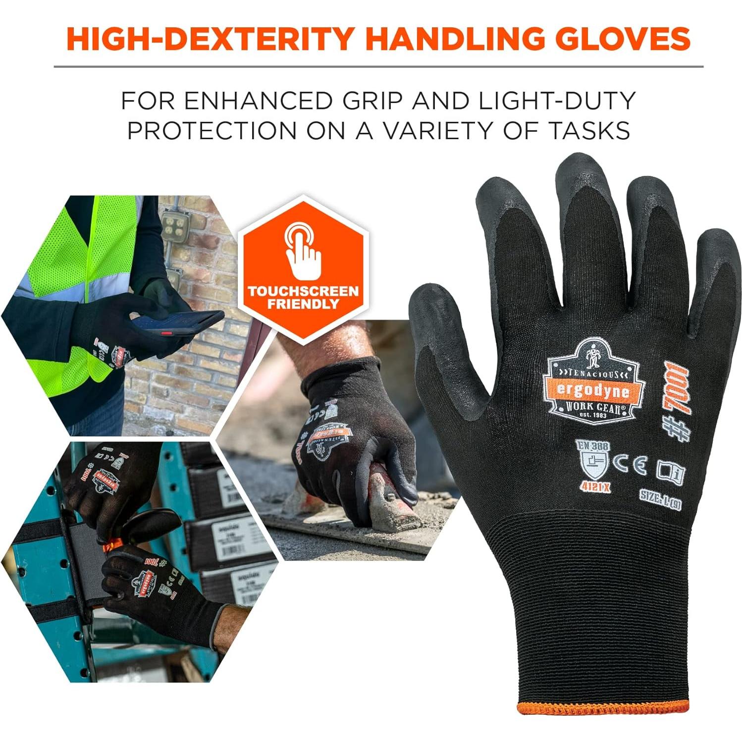 Guantes de Trabajo Ergodyne ProFlex 7001 Nitrilo Negro Mediano