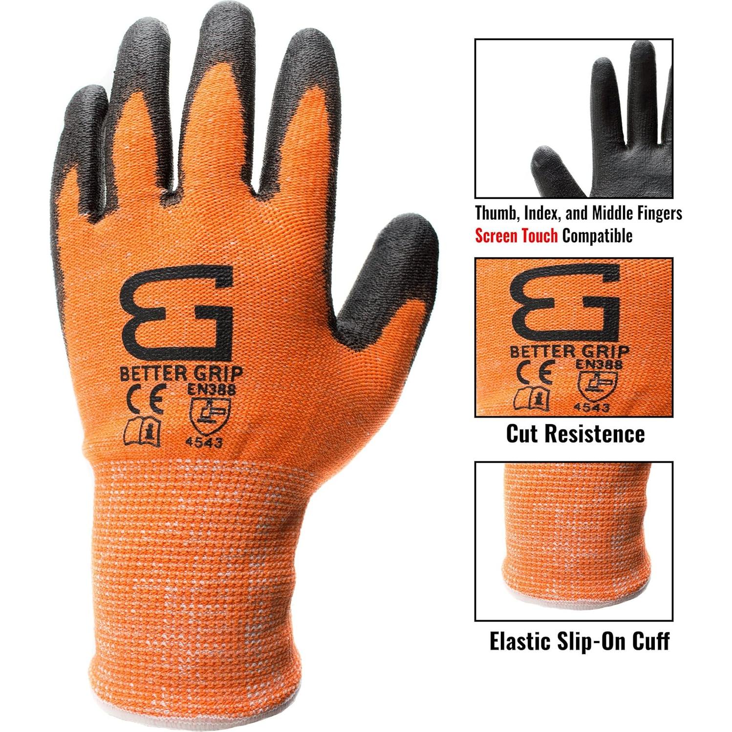 Guantes de Trabajo RK BGCRPU Nivel 5 Resistente a Cortes - 3 Pzas