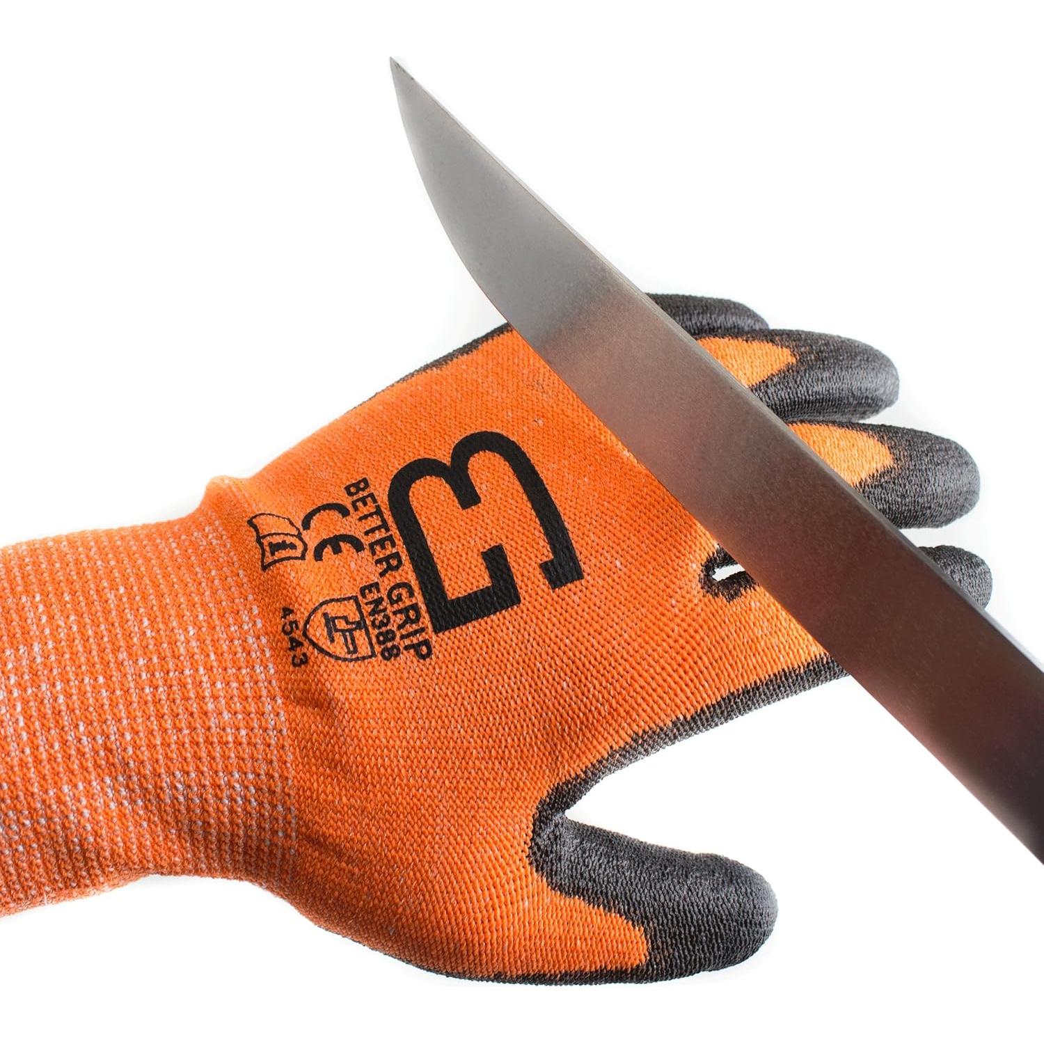 Guantes de Trabajo RK BGCRPU Nivel 5 Resistente a Cortes - 3 Pzas