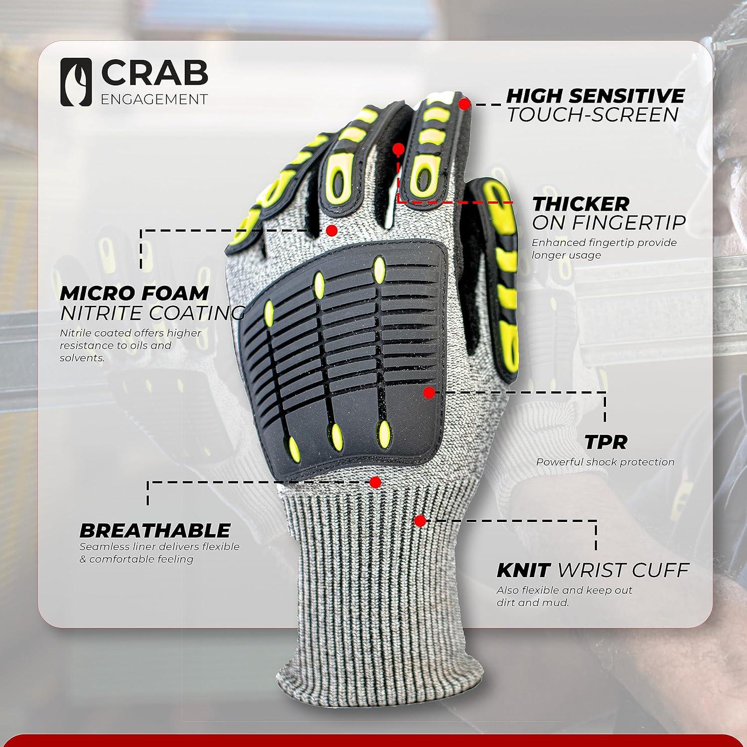 Guantes de Trabajo CRAB L-9 Nitrilo Anticorte Amarillo